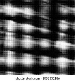 Abstract grunge grid polka dot halftone background pattern. Spotted black and white vector line illustration
