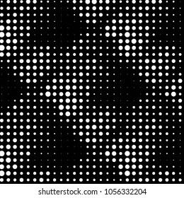 Abstract grunge grid polka dot halftone background pattern. Spotted black and white vector line illustration
