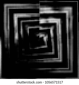 Abstract grunge grid polka dot halftone background pattern. Spotted black and white vector line illustration
