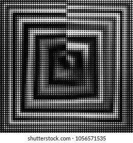 Abstract grunge grid polka dot halftone background pattern. Spotted black and white vector line illustration
