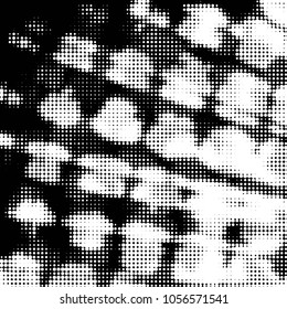 Abstract grunge grid polka dot halftone background pattern. Spotted black and white vector line illustration
