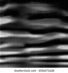 Abstract grunge grid polka dot halftone background pattern. Spotted black and white vector line illustration
