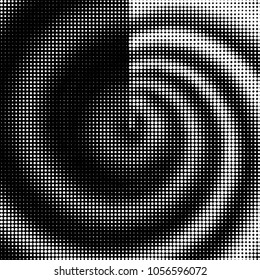 Abstract grunge grid polka dot halftone background pattern. Spotted black and white vector line illustration
