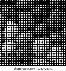 Abstract grunge grid polka dot halftone background pattern. Spotted black and white vector line illustration

