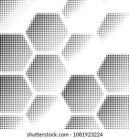 Abstract grunge grid polka dot halftone background pattern. Spotted black and white vector line illustration
