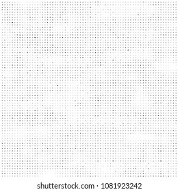 Abstract grunge grid polka dot halftone background pattern. Spotted black and white vector line illustration
