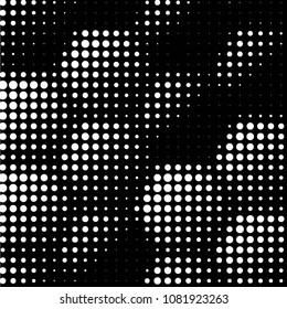 Abstract grunge grid polka dot halftone background pattern. Spotted black and white vector line illustration
