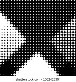 Abstract grunge grid polka dot halftone background pattern. Spotted black and white vector line illustration

