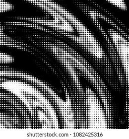 Abstract grunge grid polka dot halftone background pattern. Spotted black and white vector line illustration
