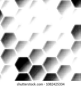 Abstract grunge grid polka dot halftone background pattern. Spotted black and white vector line illustration
