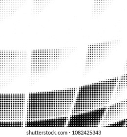 Abstract grunge grid polka dot halftone background pattern. Spotted black and white vector line illustration
