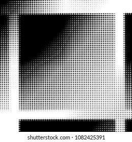 Abstract grunge grid polka dot halftone background pattern. Spotted black and white vector line illustration
