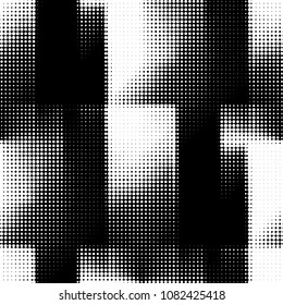 Abstract grunge grid polka dot halftone background pattern. Spotted black and white vector line illustration
