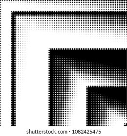 Abstract grunge grid polka dot halftone background pattern. Spotted black and white vector line illustration
