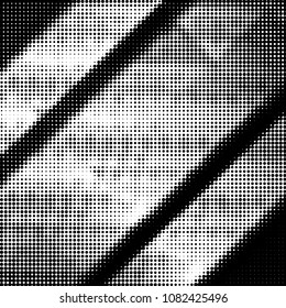 Abstract grunge grid polka dot halftone background pattern. Spotted black and white vector line illustration
