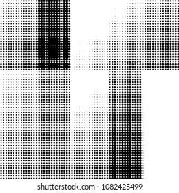 Abstract grunge grid polka dot halftone background pattern. Spotted black and white vector line illustration
