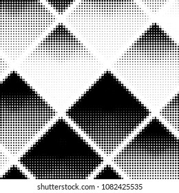 Abstract grunge grid polka dot halftone background pattern. Spotted black and white vector line illustration
