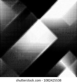 Abstract grunge grid polka dot halftone background pattern. Spotted black and white vector line illustration

