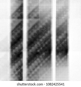 Abstract grunge grid polka dot halftone background pattern. Spotted black and white vector line illustration
