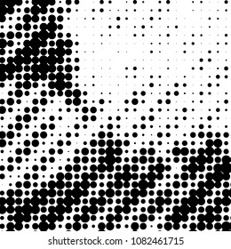 Abstract grunge grid polka dot halftone background pattern. Spotted black and white vector line illustration

