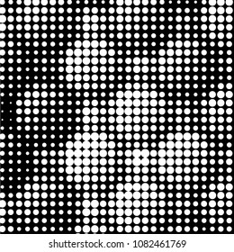 Abstract grunge grid polka dot halftone background pattern. Spotted black and white vector line illustration
