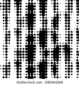 Abstract grunge grid polka dot halftone background pattern. Spotted black and white vector line illustration
