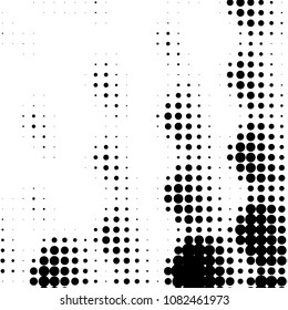 Abstract grunge grid polka dot halftone background pattern. Spotted black and white vector line illustration
