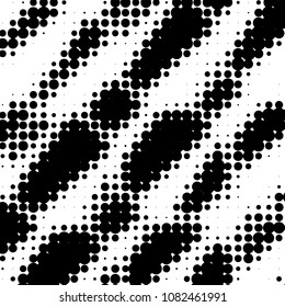 Abstract grunge grid polka dot halftone background pattern. Spotted black and white vector line illustration
