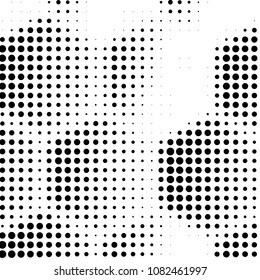 Abstract grunge grid polka dot halftone background pattern. Spotted black and white vector line illustration
