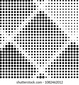 Abstract grunge grid polka dot halftone background pattern. Spotted black and white vector line illustration
