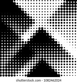 Abstract grunge grid polka dot halftone background pattern. Spotted black and white vector line illustration
