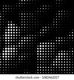 Abstract grunge grid polka dot halftone background pattern. Spotted black and white vector line illustration
