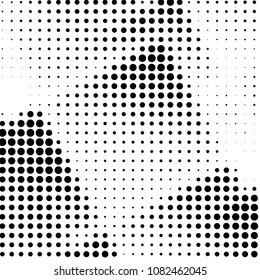 Abstract grunge grid polka dot halftone background pattern. Spotted black and white vector line illustration
