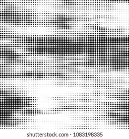 Abstract grunge grid polka dot halftone background pattern. Spotted black and white vector line illustration
