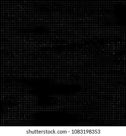 Abstract grunge grid polka dot halftone background pattern. Spotted black and white vector line illustration
