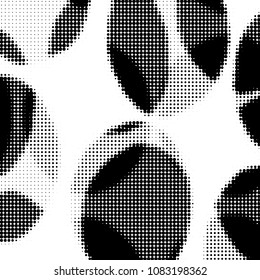 Abstract grunge grid polka dot halftone background pattern. Spotted black and white vector line illustration
