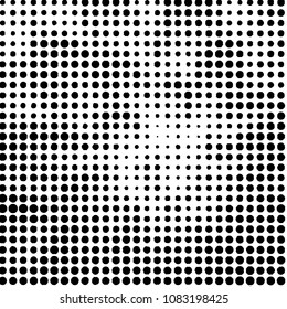 Abstract grunge grid polka dot halftone background pattern. Spotted black and white vector line illustration
