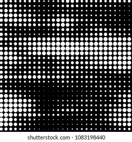 Abstract grunge grid polka dot halftone background pattern. Spotted black and white vector line illustration
