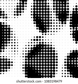 Abstract grunge grid polka dot halftone background pattern. Spotted black and white vector line illustration

