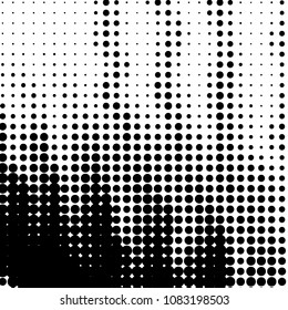 Abstract grunge grid polka dot halftone background pattern. Spotted black and white vector line illustration
