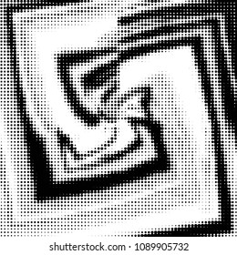 Abstract grunge grid polka dot halftone background pattern. Spotted black and white vector line illustration
