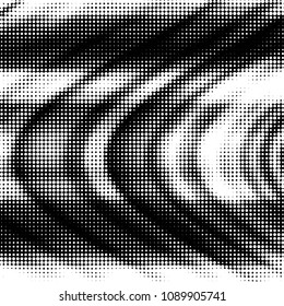 Abstract grunge grid polka dot halftone background pattern. Spotted black and white vector line illustration
