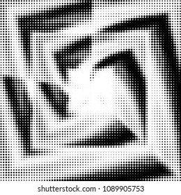 Abstract grunge grid polka dot halftone background pattern. Spotted black and white vector line illustration
