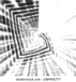 Abstract grunge grid polka dot halftone background pattern. Spotted black and white vector line illustration
