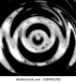 Abstract grunge grid polka dot halftone background pattern. Spotted black and white vector line illustration
