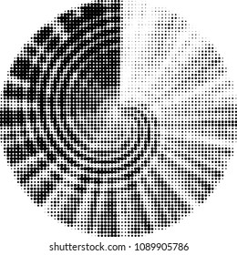 Abstract grunge grid polka dot halftone background pattern. Spotted black and white vector line illustration
