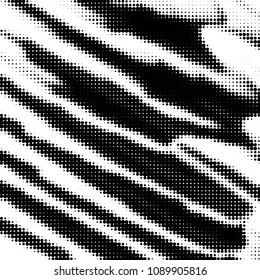 Abstract grunge grid polka dot halftone background pattern. Spotted black and white vector line illustration
