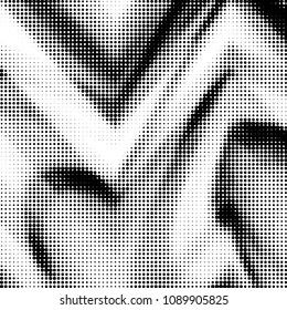 Abstract grunge grid polka dot halftone background pattern. Spotted black and white vector line illustration
