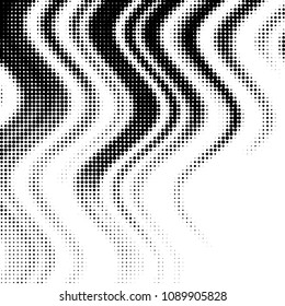 Abstract grunge grid polka dot halftone background pattern. Spotted black and white vector line illustration
