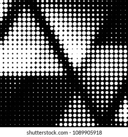 Abstract grunge grid polka dot halftone background pattern. Spotted black and white vector line illustration
